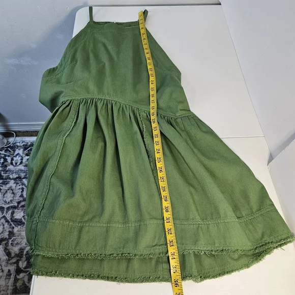 Pilcro Anthropologie Kayla Flounce Green Denim Drop Waist Mini Dress Sz M - Picture 13 of 13